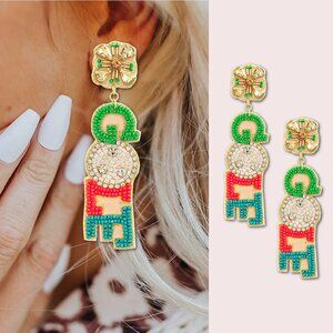 Gorgeous Beaded Golf Lovers Gift Earrings BRAND NEW